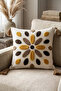 Buldan Handmade Cotton Punch Embroidered Cushion Cover - Decorative Pillowcase with Drop Pattern 42X42 cm