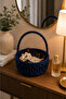 سلة هدايا متعددة الأغراض مصنوعة يدويًا من كانديا، سلة هدايا للضيوف، سلة زفاف، سلة ديكور، سلة فواكه، سلة تقديم، مقاس 19x7 سم - 2
