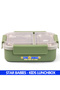 Insulated 2-Compartment Lunch Box – 1100ml Heavy-Duty Stainless Steel Kids Meal Box (Olive Green) - 2