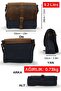 7503 Genuine Leather Dark Blue Tan Cover Waterproof Waxed Canvas 15” Laptop, School, Document Travel Bag - 2