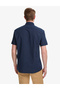 Navy Blue Linen Blend Regular Fit Short Sleeve Shirt 50325340-Vr033 - 5