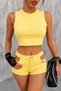 Women's Crew Neck Sleeveless Crop Tank Top Single Jersey 100% Cotton Basic Summer T-Shirt - 2