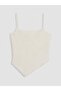 Lcw Vision Beige Asymmetrical Cut Women's Tank Top with Rope Straps - 5