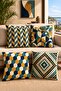 80S Fashion Colors Patterned Set of 4 Throw Pillow Covers