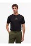 Men's Regular Fit Round Neck Logo Printed Cotton Short Sleeve Black T-Shirt