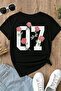 Street Rose Design 100% Cotton Half Oversize Black T-Shirt