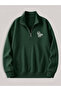 Men's Standing Collar Zippered Printed Oversized Sweatshirt