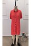 Women's Short Sleeve Front Buttoned Mini Wrap Dress with Pocket Detail - 4