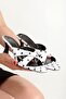 White Polka Dot Pattern Cross Slippers with 5cm Heels Goblet Shoes New Season - 4