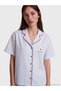 Shirt Collar Striped Women's Shorts Pajama Set (S6) - 3