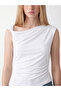 Original Boat Neck Gathered Blouse - 3