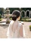 Bridal Hair Comb with Gold Crystal and Pearl Leaf Design - 5