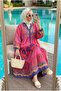 Women's Artistic Patterned Hijab Dress (Unlined) - 2