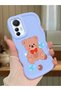 Mi 12 Lite Compatible Case Camera Protector Blue Silicone Couple Phone Case Bear Pattern