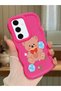 Samsung Galaxy S24 Fe Compatible Case Camera Protector Red Silicone Couple Phone Case Bear Pattern