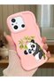 Redmi 11A Compatible Case Camera Protector Pink Silicone Couple Phone Case Panda Pattern