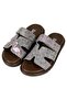 Women's Vegan Leather Brown Slippers - Brown Tropical Design
