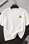 Sunflower Vibes Design 100% Cotton Half Oversize White T-Shirt - 2