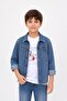 Blue Printed T-Shirt Boys' Jean Shirt Set 24162 - 4