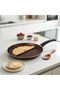 Gme Shop Domino 25 cm Crepe and Pancake Pan - Fireproof Non-Stick Chocolate Brown & Gold Granite Effect
