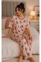 Embroidered Milan Knitted Short Sleeve Oversized Women's Pajama Set - 3