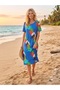 Multi-Colored Short-Sleeved Viscose Woven Comfort Dress