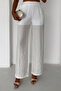 Women's Ecru Strappy Layered Blouse Palazzo Trousers 2-Piece Set - 4