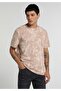 Regular Fit Round Neck Printed Men's Beige Short Sleeve T-Shirt