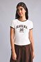 100% Cotton Fitted Crew Neck Printed Ribbed Short Sleeve White T-Shirt I3737Ax26Hs - 3