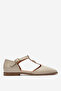 Women's Ankle Strap Flat Heel Sandals Real Leather Rc 7099 Beige