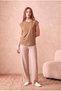 Women's Brown 100% Cotton Flared Regular Fit Crew Neck Short Sleeve Padded Look T-Shirt Winslet - 3