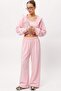 Women's 3-Piece Modal Set Nova Ease Pink – Crop Tank Top, Zip-Up Cardigan, and Adjustable Hem Bottoms - 3