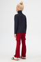 Dark Navy Blue Girls' Full Fisherman Winter Basic T-Shirt - 4