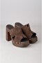 Seç 4129 Genuine Leather Clogs (Heel: 11.5 cm) Dark Brown Suede - 5