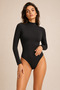 Women's 95% Cotton Half Turtleneck Long Sleeve Stretchy 3-Piece Basic Bodysuit - 3