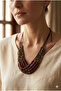 Handmade Multi-Row Wooden Beaded Authentic Necklace