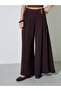 Brown Fold-Pleat Detail Wide Leg Pants - 3