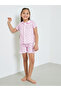 Girls Cherry Print Button Front Top and Shorts Set