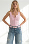 Women's Pink Snap Fastener Flexible Sleeveless Viscose Blouse Blz-19003431 - 2
