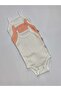 3-Piece Rope Strap Ecru-Salmon Color 100% Cotton Baby Bodysuit with Snap Fasteners