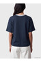 Lcw Vision Navy Blue Paris Printed Oversize Women's T-Shirt - 4