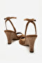 Women's Tan Cork Wedge Heel Ankle Strap Summer Shoes - 4