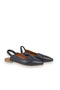Navy Blue Leather Women's Flat Ballerinas - 3