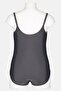 Women Plus Size Padded Plain One Piece Swimsuit, Dark Grey - 3