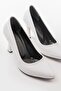 Zri̇n-001 Premium White Patent Leather Daily 9 cm Heeled Stiletto - 4