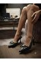 New Season Heel-Headed Shoes with Polka Dot Pattern, Bow and Buckle Details - 3