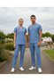 Alaska Blue Doctor's Uniform Lycra Scrubs Set (Compliant with New Regulations, Includes Gift - Alaska)