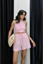 Pink Halter Neck Bustier Shorts Set - 2Y30361 - 3