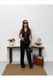 Women's Linen Button Detailed Vest Trousers Jewelry Stylish Two-Piece Set