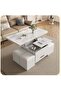 Lift-Top Coffee Table with 4 Stools, Modern Space Saving Center Table, Multi-Functional Adjustable Coffee Table with Hidden Storage Compartment - 3